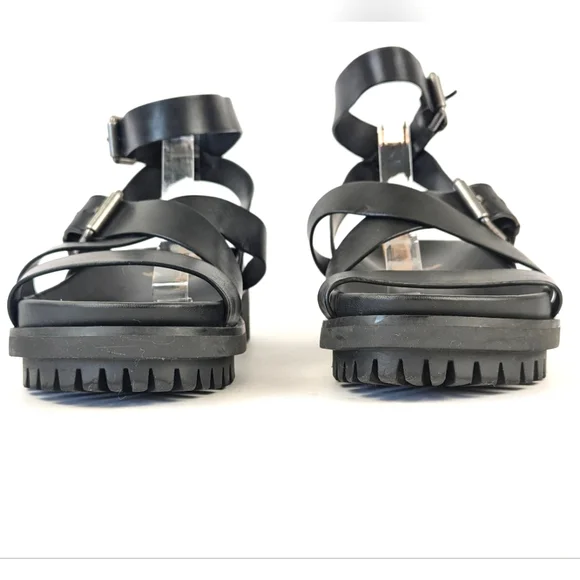 NEW Sam Edelman Eleanora Ankle Strap Gladiator Lug Sole Black Sandal Siz… - Picture 8 of 16